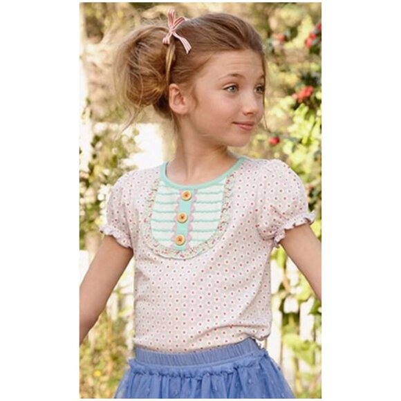 Matilda Jane Girls Sz 6 Top Adventure Begins Front Porch Shirt Floral Ruffle - Picture 1 of 9